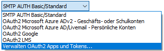 SMTP/POP3/IMAP4/Auth BASIC OAuth2 
